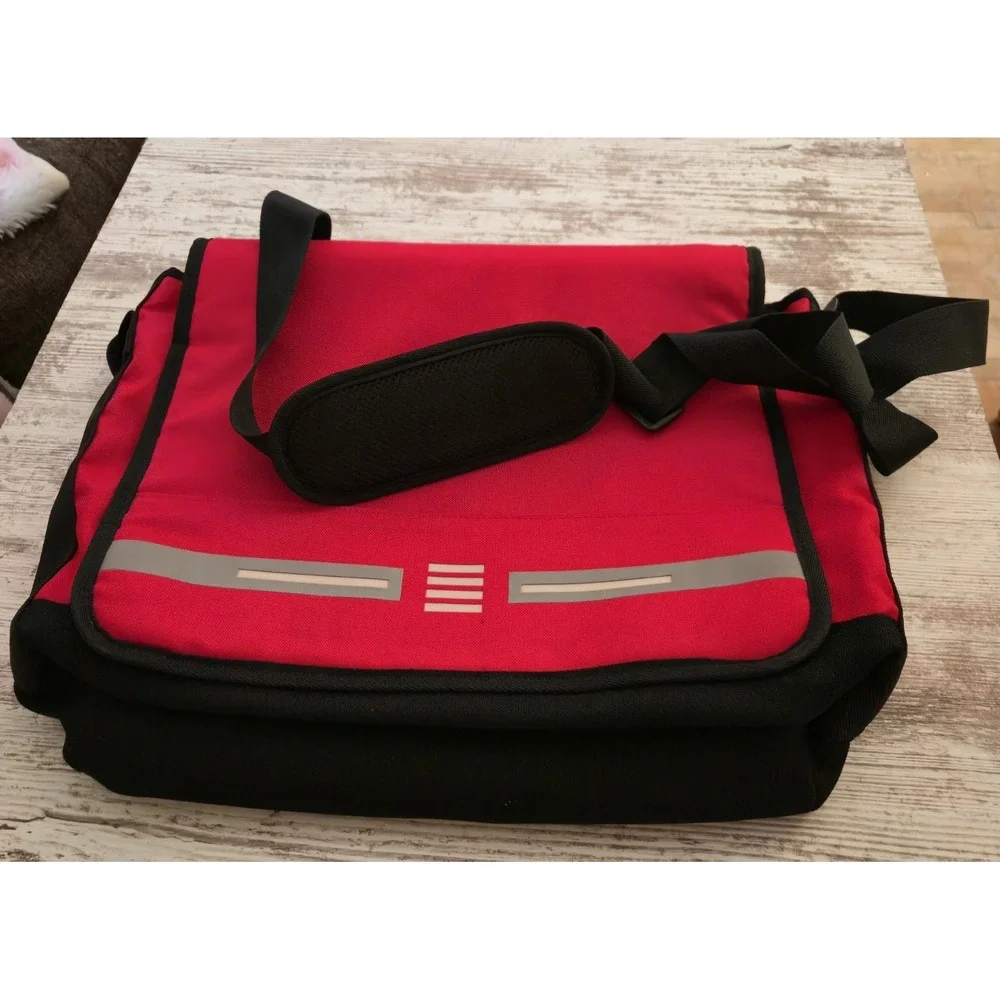 Lands' End Cool Blue Light-Up Messenger Bag Red Black Laptop Commuter B4C-MB